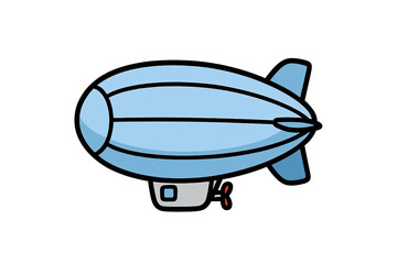 Cute cartoon blimp vector illustration. Simple zeppelin airship icon isolated on white background. Concept for air travel, transportation, flight, sky exploration, vintage journey.