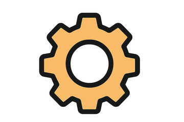 Gear icon for settings, options, and support. Cogwheel symbol for web, logo, app, and UI design. Cog concept for configuration, progress, or setup menu. Isolated vector.
