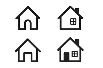 Fototapeta premium Share icon set with flat line style for website design, logo, app UI, isolated on white background, vector illustration with transparent background, ordered set of 4 home icons