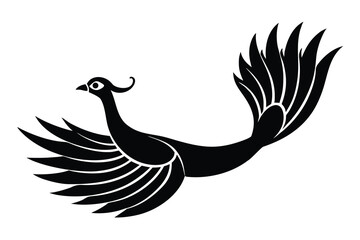 flying peacock silhouette vector icon