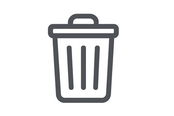 Trash bin icon symbol representing delete, remove, and discard actions with modern filled line style for web, app UI, logo design, isolated on white background.