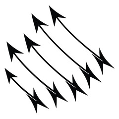 Hand drawn black arrows pointing upwards and to the right in a dynamic composition