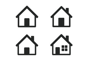 Modern vector home icon set with house symbols, flat design for website, app, logo, UI, building illustration isolated on white background, real estate and architecture concept