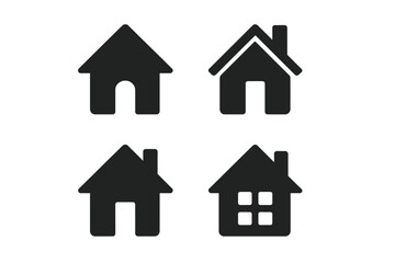 Modern vector home icon set, symbolizing house and building in trendy flat style for website design, app UI, logo, and digital interface, isolated on white background with variations