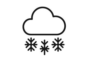 Snowfall weather icon, snow cloud symbol with snowflakes, trendy flat line style vector for web, app, UI design, isolated on white background, EPS 10 vector illustration