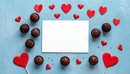 Valentine's day dessert celebration with chocolates and hearts home kitchen styled food photography romantic atmosphere
