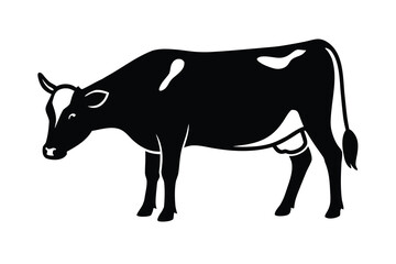 grazing cow silhouette vector icon