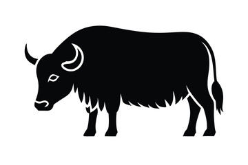 grazing yak silhouette vector icon