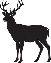 Obraz premium Deer standing silhouette isolated on white background