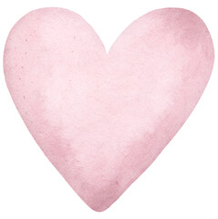 Watercolor pink heart illustration on transparent background.