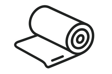 Textile roll icon vector illustration, fabric bolt silhouette, clothing material concept, textile manufacturing symbol, fabric sheet roll isolated, seamless cloth design, web and mobile vector graphic