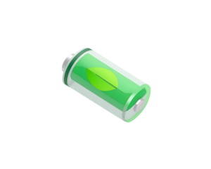 Eco-Friendly Power, Green Battery with Leaf Symbol Representing Sustainable Energy and Environment