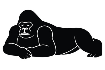 resting gorilla silhouette vector icon © Bemol