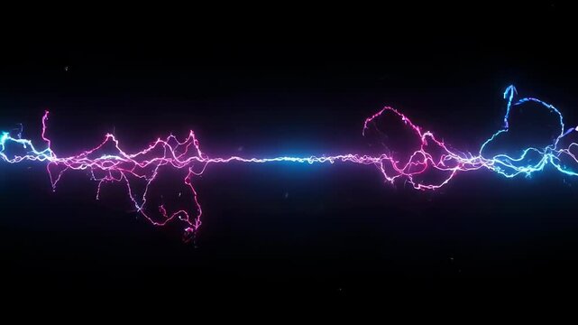 A digital graphic showcasing glowing energy between two points against a dark backdrop