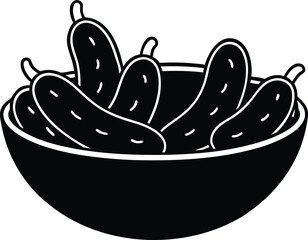 a wooden bowl of cucumber