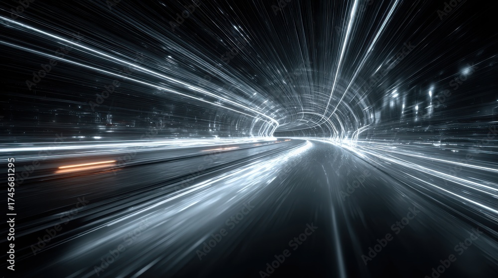 Canvas Prints futuristic journey through glowing tunnel with light trails