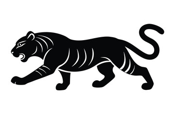 running tiger silhouette vector icon