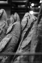 Bread loafs in a bakery