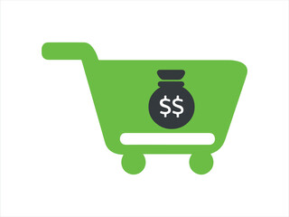 Conceptual illustration of a low budget financial concept with a simple graphic element isolated on transparent background
