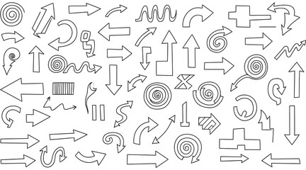 Vector art of collection of hand drawn arrows on a, creating a dynamic and versatile design