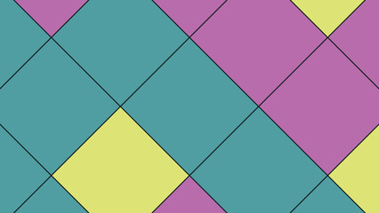 Abstract Geometric Pattern of Diamonds in Teal Purple and Yellow Tones