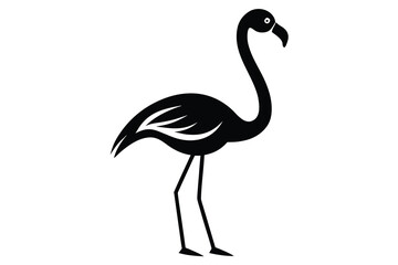 standing flamingo silhouette vector icon