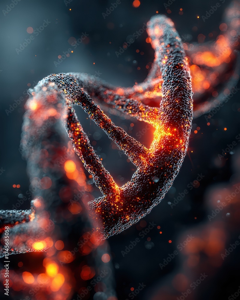 Wall mural abstract and stylized representation of dna double helix structure