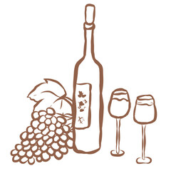 Line Art of Wine Illustration. Hand-Drawn Doodle.
