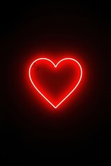 Glowing Red Neon Heart Sign on Dark Background
