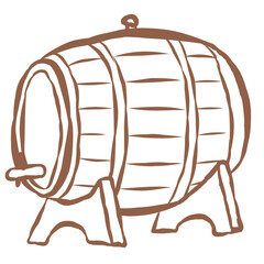 Line Art of Wooden Barrel Illustration. Hand-Drawn Doodle.