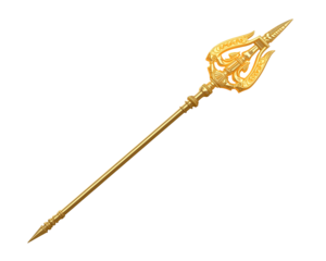 Golden Trident, Symbol of Power and Divinity, a Majestic Weapon with Intricate Detailing