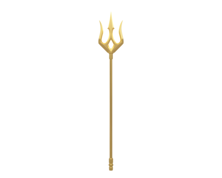 Golden Trident Isolated, A Symbol of Mythological Power and Regal Authority Depicted Artistically