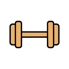 A simple stylized illustration of a golden dumbbell against a solid black background representing fitness and strength