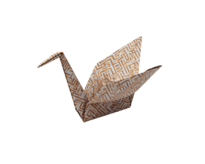 Elegant Origami Crane with Intricate Maze Pattern on a Seamless Backdrop for Creative Projects