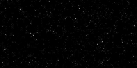 Twinkling lights on black background. Starry nights background. Distressed uneven noise texture overlay. Glowing small particles or snowfall.