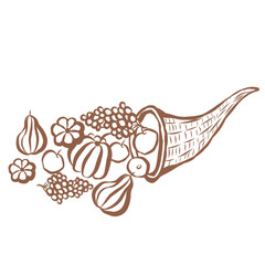 Line Art of Cornucopia Illustration. Hand-Drawn Doodle.