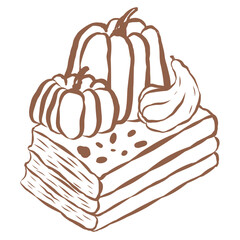 Line Art of Pumpkin Illustration. Hand-Drawn Doodle.