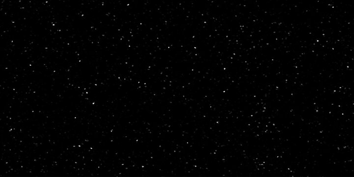 Twinkling lights on black background. Starry nights background. Distressed uneven noise texture overlay. Glowing small particles or snowfall.