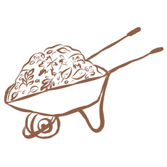 Line Art of Wheelbarrow Illustration. Hand-Drawn Doodle.