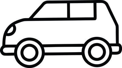 Black and white flat icon of a car on a white background vehicle automobile