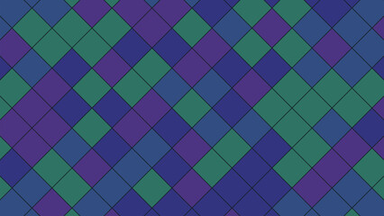 Abstract diamond pattern with navy blue green and purple hues
