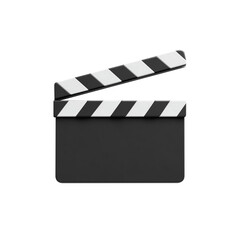 Single movie clapperboard, 3D render transparent PNG cutout isolated background, film graphic