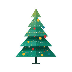 Fototapeta premium Christmas tree transparent PNG cutout isolated background, vector illustration style, holiday graphic