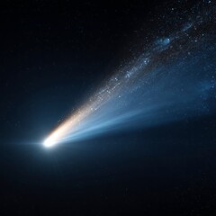  A Brilliant Cyan Comet with Visible Light Rays Emanating from its Tail in Outer Space