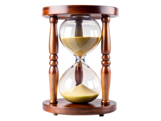 Wooden hourglass with sand isolated on transparent background