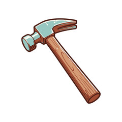 A colorful illustration of a hammer resting on a white background, ideal for construction themes