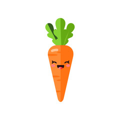 Cute cartoon carrot character with a happy expression, set against a simple white background