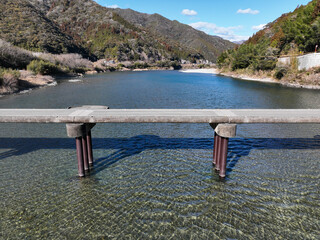 高知県いの町　上空から見た名越屋沈下橋