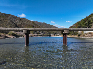 高知県いの町　上空から見た名越屋沈下橋