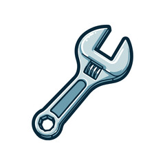A shiny adjustable wrench on a white background, ideal for tool-related projects and DIY